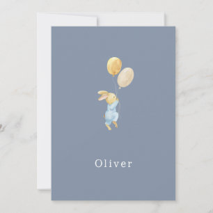 Carte De Correspondance Birth Announcement Little Rabbit With Balloons