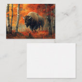 Carte De Correspondance Bison dans l'artisanat boisé d'automne (Devant / Derrière)