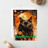 Carte De Correspondance Black Cat Moon Fleurs magiques (Devant/Arrière en situation)