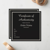 Carte De Correspondance Black Customizable Certificate of Authenticity (Devant/Arrière en situation)