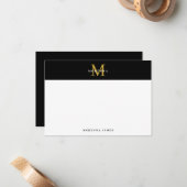 Carte De Correspondance Black Gold Minimal Élégant Simple Classy Moderne (Devant/Arrière en situation)