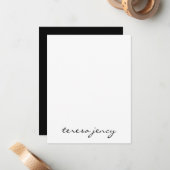 Carte De Correspondance Black Monogram | Elegant Modern Script Name Design (Devant/Arrière en situation)