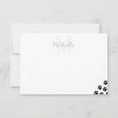 Carte De Correspondance Black Pet Paw Prints Custom Monogram (Devant)