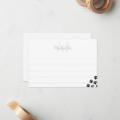 Carte De Correspondance Black Pet Paw Prints Monogram With Lines  (Devant/Arrière en situation)