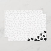 Carte De Correspondance Black Puppy Paw Prints and Bones Custom (Devant / Derrière)