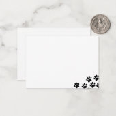 Carte De Correspondance Black Puppy Paw Prints Blank (Devant/Arrière en situation)