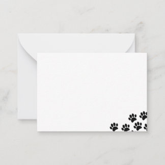 Carte De Correspondance Black Puppy Paw Prints Blank