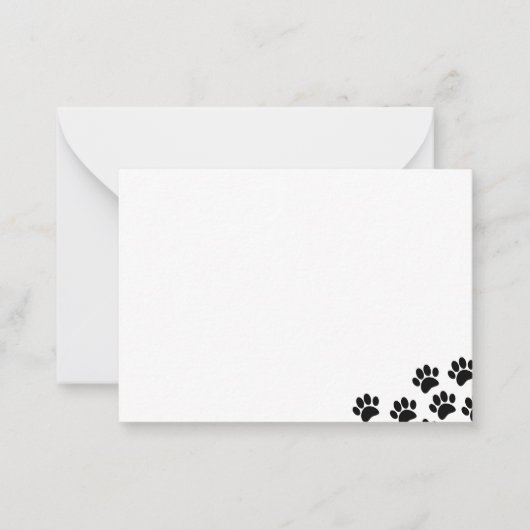Carte De Correspondance Black Puppy Paw Prints Blank (Devant)