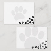 Carte De Correspondance Black Puppy Paw Prints Canine (Devant / Derrière)
