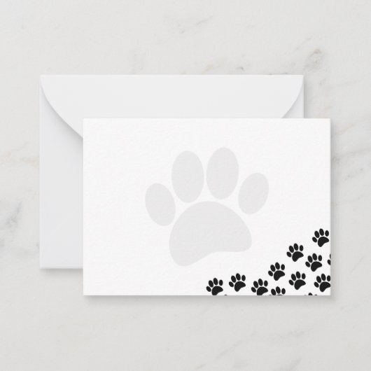 Carte De Correspondance Black Puppy Paw Prints Canine (Devant)