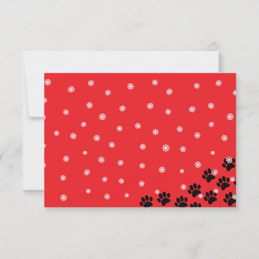 Carte De Correspondance Black Puppy Paw Prints Custom Christmas (Dos)