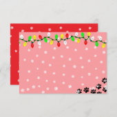 Carte De Correspondance Black Puppy Paw Prints Custom Christmas (Devant / Derrière)