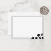 Carte De Correspondance Black Puppy Paw Prints Elegant Gray Borders (Devant/Arrière en situation)