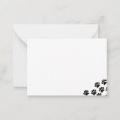Carte De Correspondance Black Puppy Paw Prints Just a Note (Dos)