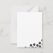 Carte De Correspondance Black Puppy Paw Prints Personalized Stationery (Dos)