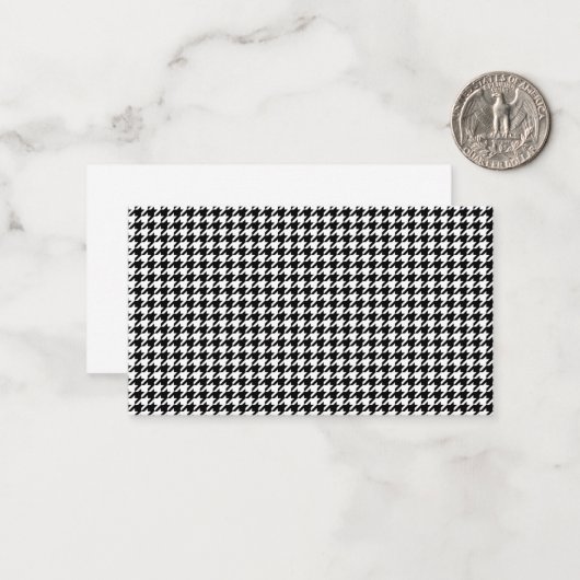 Carte De Correspondance Black White Houndstooth Tissue (Devant/Arrière en situation)