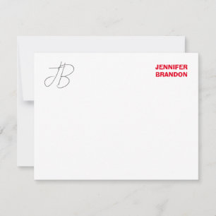 Carte De Correspondance Black White Red Handwriting Monogramme Ajouter un 