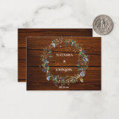 Carte De Correspondance Blanc Bleu Vert Feuille Flore Mariage Design (Devant/Arrière en situation)