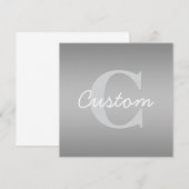 Carte De Correspondance Blanc Cursive & Monogramme Gris | Couleurs Éditabl (Devant / Derrière)