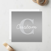 Carte De Correspondance Blanc Cursive & Monogramme Gris | Couleurs Éditabl (Devant/Arrière en situation)