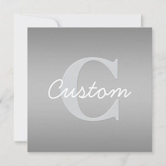 Carte De Correspondance Blanc Cursive & Monogramme Gris | Couleurs Éditabl (Devant)