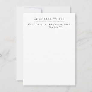 Carte De Correspondance Blanc élégant moderne professionnel