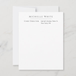 Carte De Correspondance Blanc élégant moderne professionnel