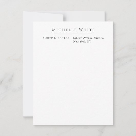 Carte De Correspondance Blanc élégant moderne professionnel (Devant)