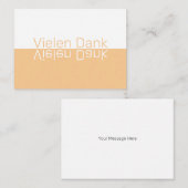 Carte De Correspondance Blanc & Lumière Orange Moderne Merci allemand (Devant / Derrière)