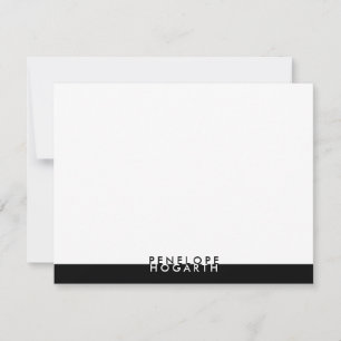 Carte De Correspondance Blancs noir classique minimaliste moderne