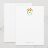 Carte De Correspondance Blason au monogramme aquarelle avec citrons (Devant / Derrière)