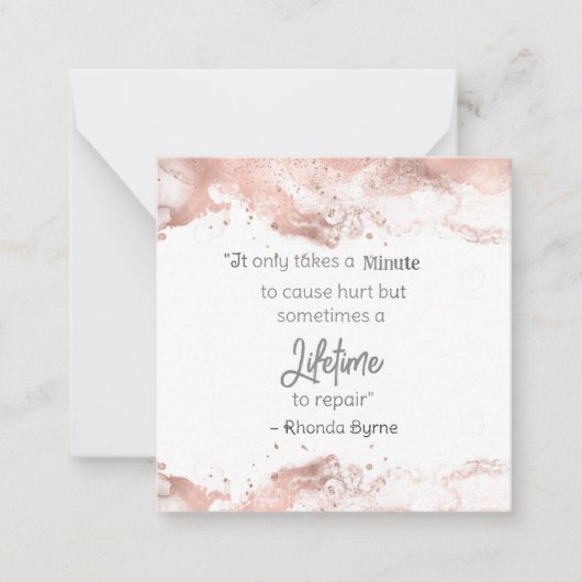 Carte De Correspondance *~ Blessure Rose Parties scintillant Gold Quote AP (Devant)