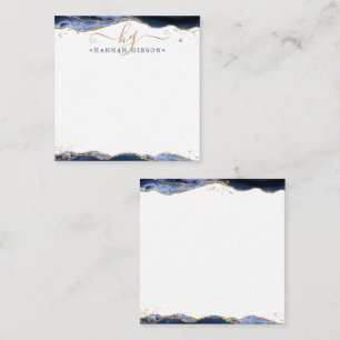 Carte De Correspondance Bleu Agate Géode Script Monogramme Parties scintil