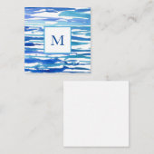 Carte De Correspondance Bleu Aquarelle Rayures Abstraites (Devant / Derrière)