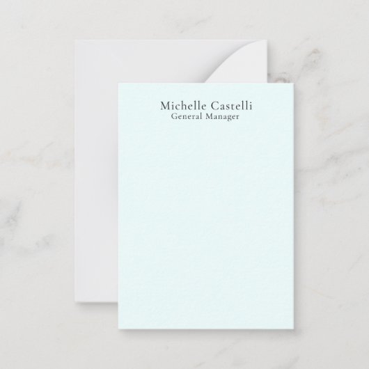 Carte De Correspondance Bleu Azur Professionnel Unique Classique Simple (Devant)