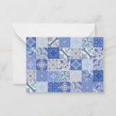 Carte De Correspondance Bleu blanc ethnique Boho Carreaux méditerranéens (Dos)