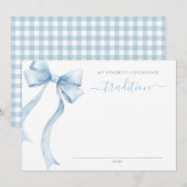 Carte De Correspondance Bleu Coquette Bow Baby shower Tradition enfantine (Devant / Derrière)