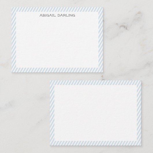 Carte De Correspondance Bleu et blanc rayé marin côtier (Devant / Derrière)