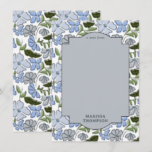 Carte De Correspondance Bleu et vert Floral Block Imprimer Garçon Annivers