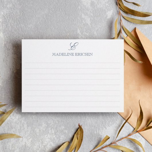 Carte De Correspondance Bleu foncé et blanc monogramme