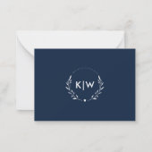 Carte De Correspondance Bleu marine et blanc | Monogramme initiales modern (Dos)
