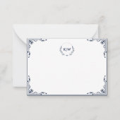 Carte De Correspondance Bleu marine et blanc | Monogramme initiales modern (Devant)