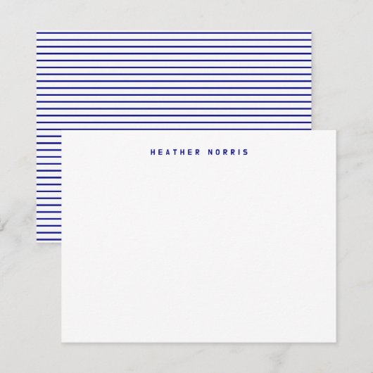 Carte De Correspondance Bleu marine rayé (Devant / Derrière)