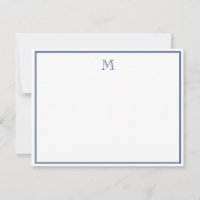 Bleu Marine Simple Classique Vintage Lettre Initia