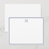 Carte De Correspondance Bleu Marine Simple Classique Vintage Lettre Initia (Devant / Derrière)