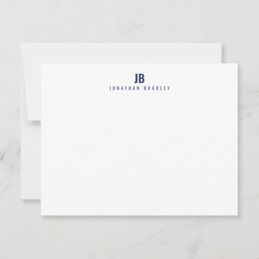 Carte De Correspondance Bleu marine simple monogramme moderne professionne (Devant)