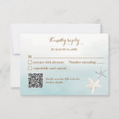 Carte De Correspondance Bleu océan avec Mariage de code QR Small RSVP (Devant)