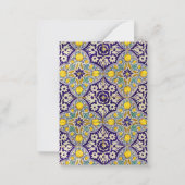 Carte De Correspondance Bleu personnalisé Motif méditerranéen Fleurs jaune (Dos)