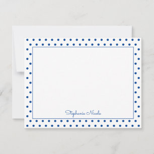 Carte De Correspondance Bleu Pointe Polka Simple Personnalisé Bordure Minc