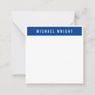 Carte De Correspondance Bleu profond Blanc Moderne Plaine Simple Minimalis